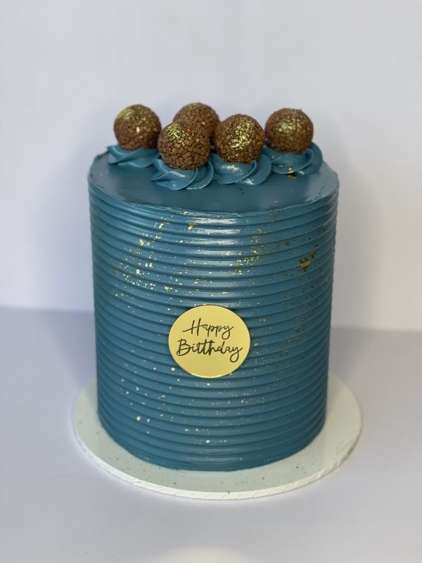 Golden Blue Celebration Cake