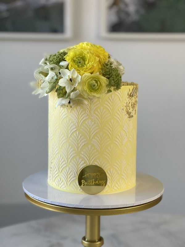 Yellow Bloom Birthday Cake - Image 4